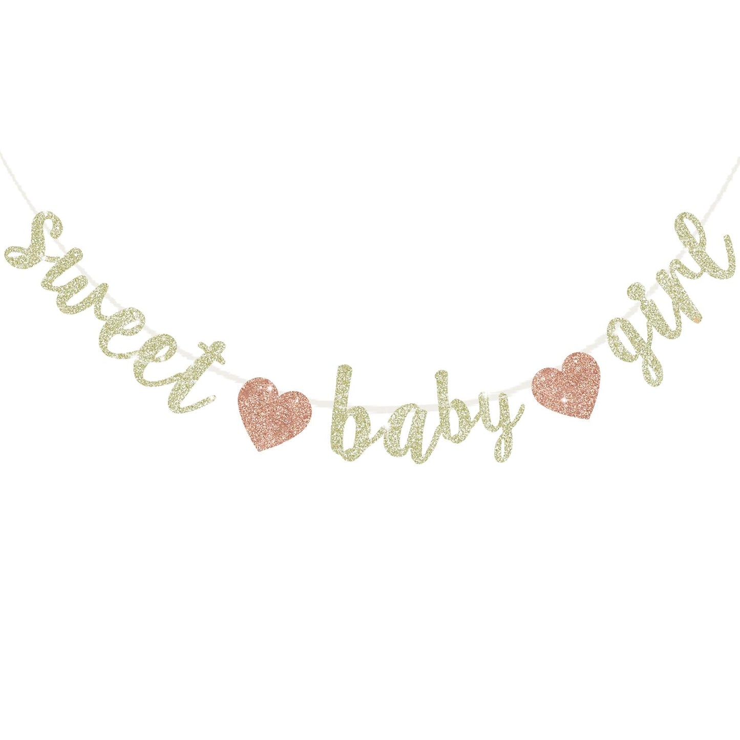 BEISHIDA Champagne Glitter Girl Baby Banner,NO DIY, Pre-Strung Baby Gender Party Banner For Girls, Girls Shower Decorations,First Birthday Sweet party supplies