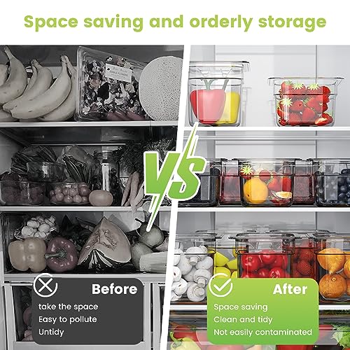 HNEDSEN 12-Pack NSF Polycarbonate Food Pans with Lids - 1/6 Size, 6" Deep, Clear