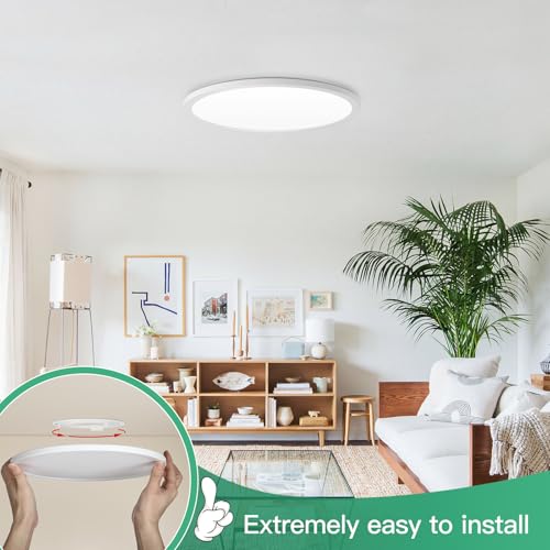 12 Inch Dimmable LED Ceiling Light Fixture with 5 Color Temperatures - White, 4-Pack