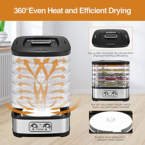 OSTBA Food Dehydrator with 5 Trays & Knob Control - Adjustable Temperature, Compact & BPA-Free