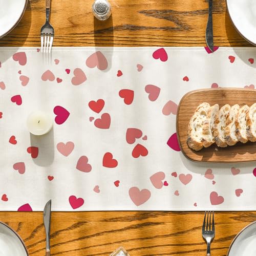 Love Heart Mother's Day Table Runner 13x72 Inch Spring Floral Home Decor