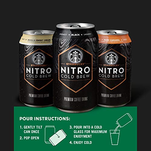 Black Unsweetened Starbucks Nitro Cold Brew Coffee - 9.6 fl oz Can Pack of 8