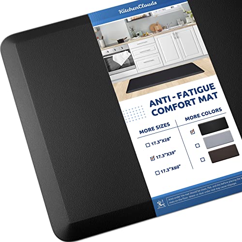 Kitchen Mat Cushioned Anti-Fatigue Rug 39"L x 17.3"W Black Kitchen Comfort Mat