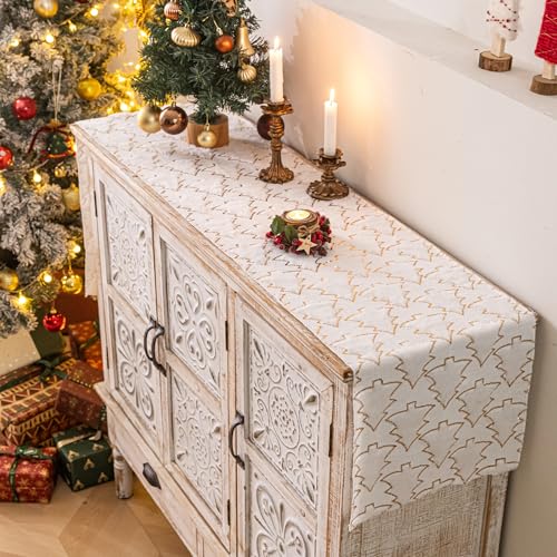 White Sequin Christmas Tree Table Runner 13x90in - AQOTHES
