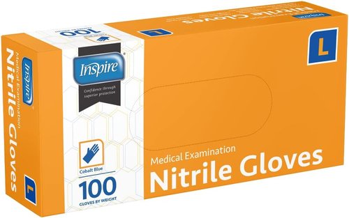 Inspire Nitrile Exam Gloves - Premium Stretch Cobalt Blue | Latex-Free Medical Gloves, Size 4.5