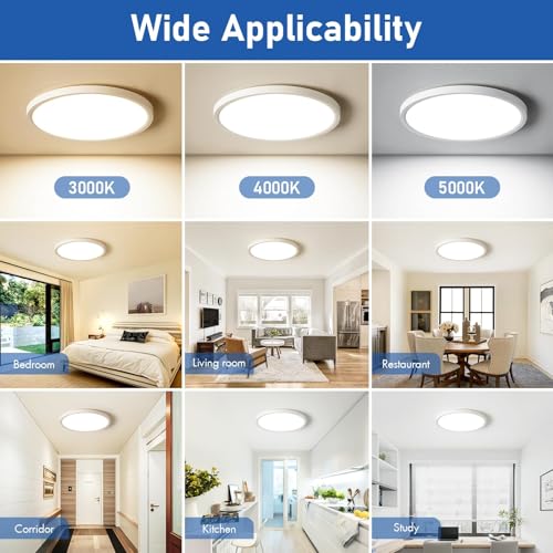 YELIOLED 12 Inch Black Dimmable LED Ceiling Light Fixture 6 Pack, 24W 2640LM