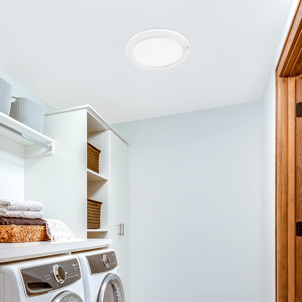 Maxxima 13 in. Round Ceiling Flush Mount Light Fixture - Features Motion Sensor, 2700 Lumens, 3 CCT 3000K/4000K/5000K, Automatic Dusk to Dawn Photocell Sensor, Perfect Closet or Entryway Light