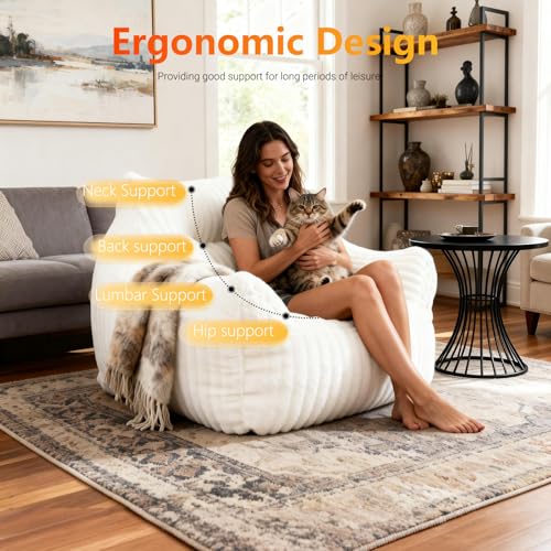 Bean Bag Chair for Adults, Comfy Bedroom, Floor Chairs Living Room,