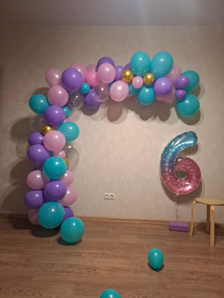 Starry Sky 6 Balloon, Number Balloons 40 Inch, 6th Balloons for Birthday Decorations, Starry Sky Party Supplies 6 Birthday Balloon, Number 6 Balloon