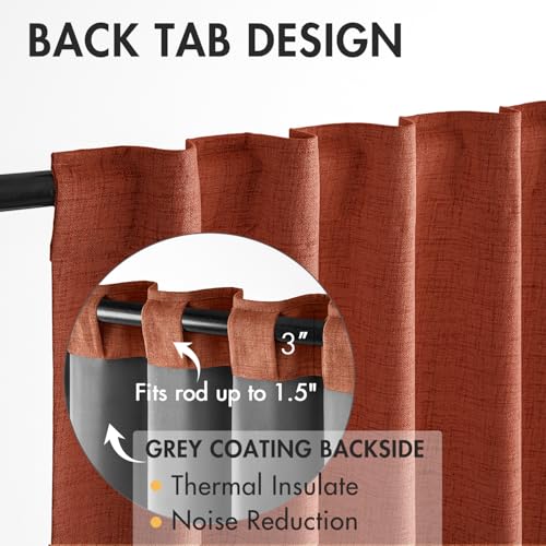 MIULEE Blackout Linen Curtains 2 Panels Terracotta 52W x 84L Inch Fall