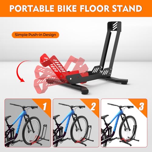 ALIXUEQIN Bike Stand Floor - Portable Bicycle Storage for Garage - Red