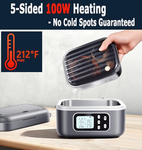 27000mAh Cordless Heated Lunch Box - Gray, 6.3 Cups, Fast Heating & Leak-Proof Container with Bag