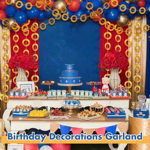 4 Pcs 46 Ft Gold Rings Garlands Cartoon Themed Birthday Party Decorations 7.87 Inch Gold Rings Hanging Streamers Banner Background for Cartoon Theme Birthday Party Supplies