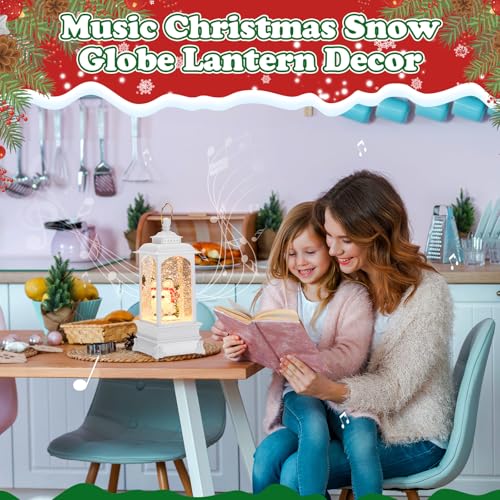 Christmas Snow Globe Lantern Set with Music & Lights - Holiday Decor, 3 Pack