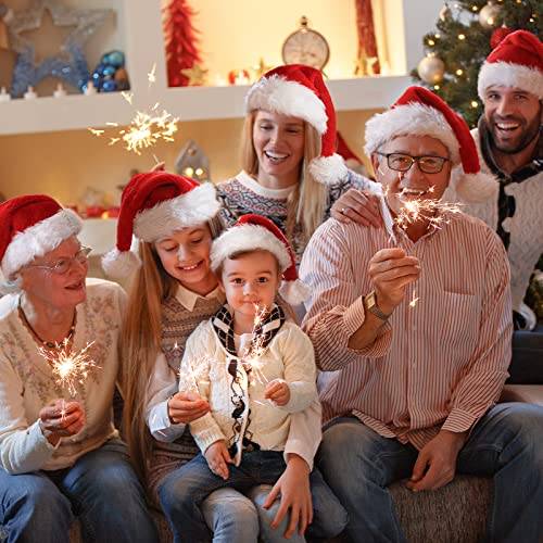 JUANANIUG Christmas Santa Hat - Adult Xmas Holiday Hat for Women & Men - Extra Thicken Classic Fur for Festive Holiday Party Supplies