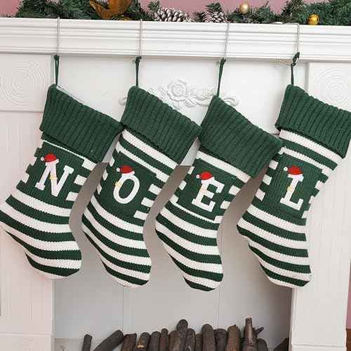Christmas Stocking Knit Initial Christmas Stockings for Family Farmhouse Monogram Letter Christmas Stockings Christmas Decorations Gift Stocking Personalized Stocking Embroidered Letter B