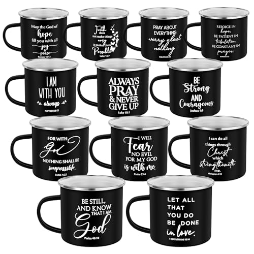 Mifoci Christian Enamel Coffee Mugs with Handle Men Women, Black, 12