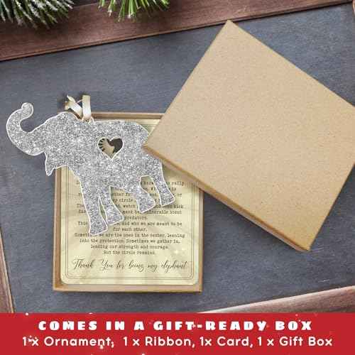 Pawzity Thank You Gifts for Women, Sister, Best Friends - Elephant Ornaments - Elephant Gifts for Women - Sisterhood, Friendship Ornament - Friends Gift for Christmas - Acrylic Ornament & Card