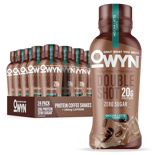 Mocha Double Shot Protein Shake - 20g Plant-Based, Caffeine, Zero Sugar, 12 Fl Oz Pack of 12
