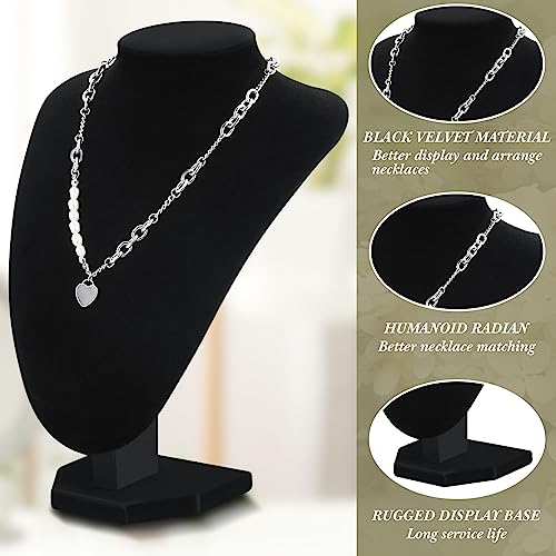 Black Velvet Necklace Display Stand Set of 6 Jewelry Holders for Necklaces