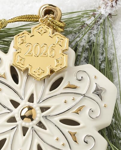 Lenox 2026 Snowflake Annual Ornament - Hand-Painted Porcelain Holiday Keepsake