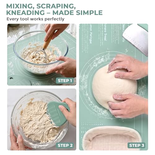 KitHero Sourdough Kit – Complete Bread Baking Supplies with Banneton Baskets, Starter Jar, Tools & Accessories