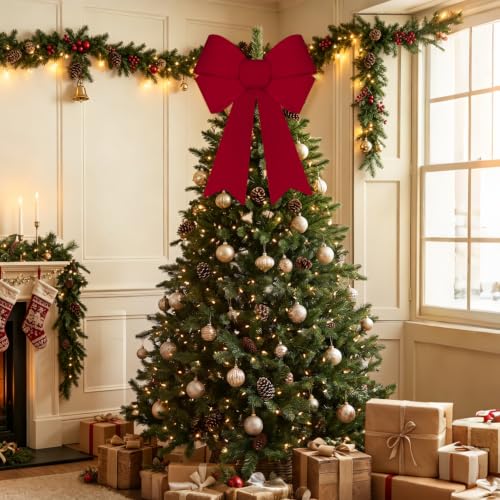 Artmag Burgundy Velvet Christmas Bows 2 Pack 11x17 Inches Indoor Outdoor Decor