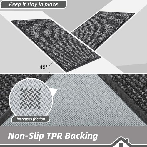 Kitchen Runner Rug 24x60 Charcoal Non-Slip Floor Mat Durable Absorbent