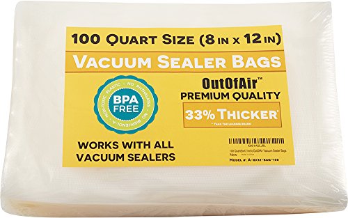 100 Quart Size Vacuum Sealer Bags - 8x12 Inches, Thick BPA-Free Food Storage
