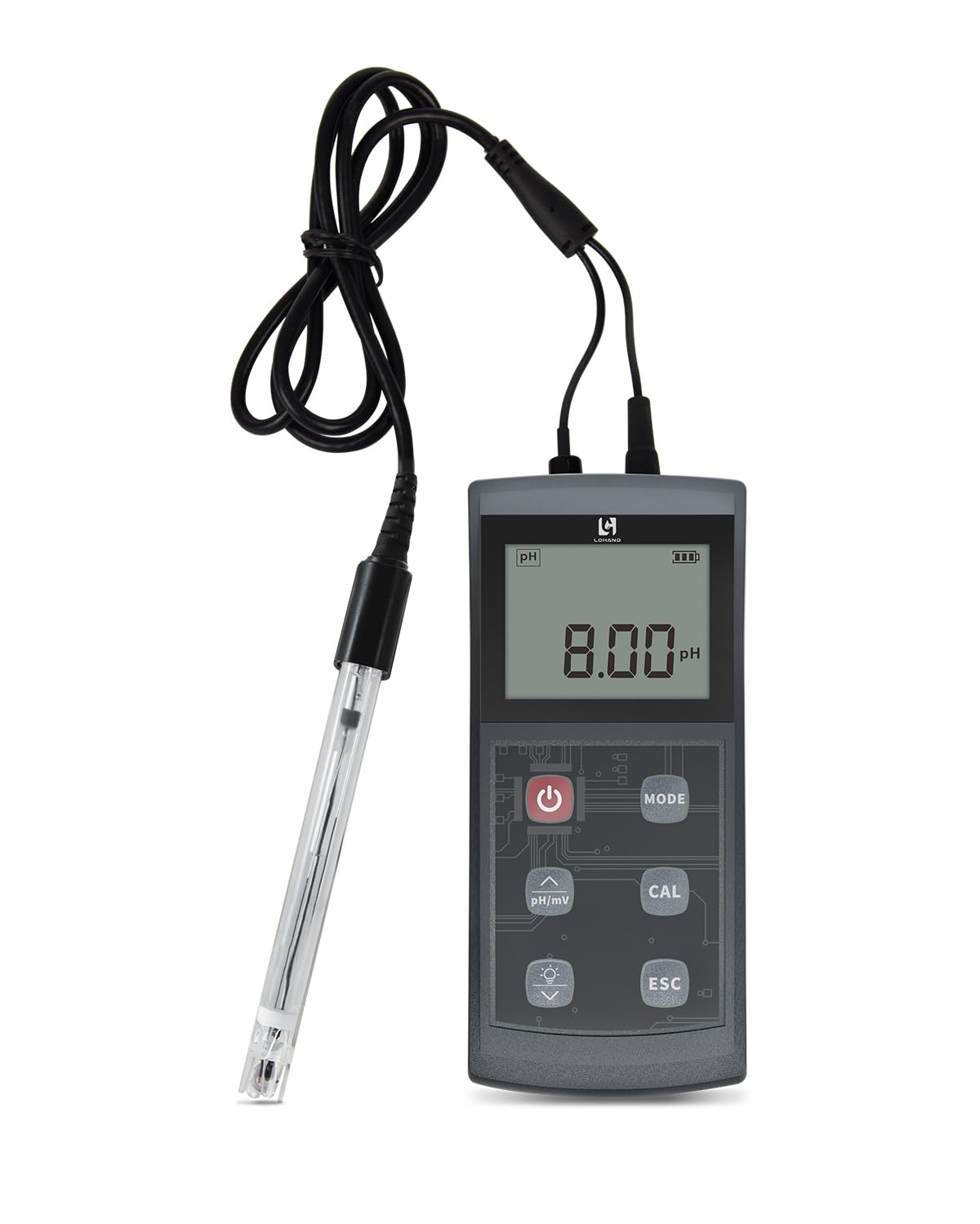 Portable pH Meter, High Accuracy, Large Backlight Display, pH Tester with ATC, Digital pH Meter for Drinking Water/Lab/Pool/Biomedicine/Aquarium, 0-14 Measurement Range