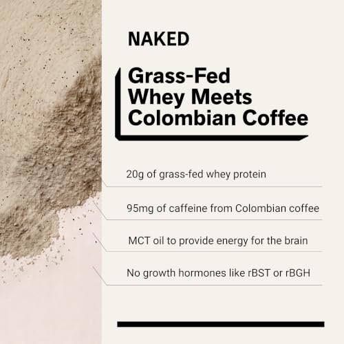 NAKED Mocha Latte Protein Coffee - Colombian Iced Keto Shake, 20g Grass-Fed Whey, Caffeine, Gluten-Free