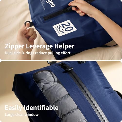 Kosgoo Navy Travel Vacuum Seal Bags Set 20+20+28 inches with Pump, Fits 26-28 inch Suitcases