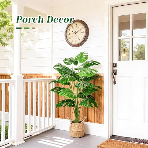 Der Rose 44-Inch Tall Artificial Monstera Tree with Round Woven Basket - Home Decor