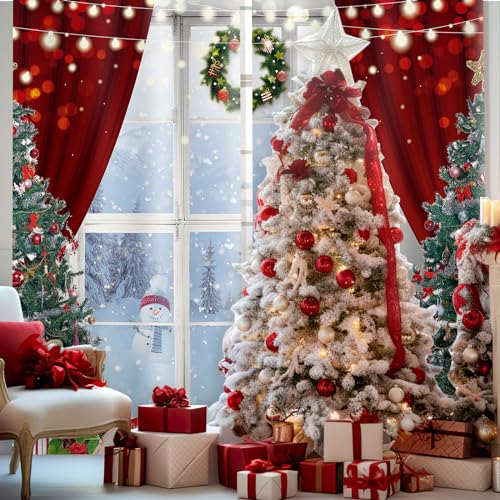 Peryiter Christmas Curtains 82x84 in - 2 Panels, Living Room Window Decor, Classic