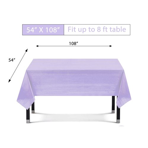 Eleclassi 3 Pack Premium Lavender Plastic Table Cloth Disposable Tablecloth 54 x 108 in - Waterproof Plastic Tablecloths for Rectangle Tables Up to 8 Ft - Party Table Cloths Disposable