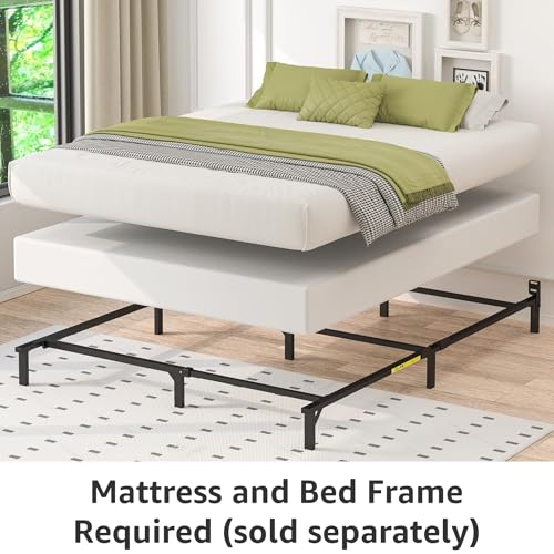 Full Size Amazon Basics 7-Inch Sturdy Bed Base - Easy Tool-Free Assembly, White