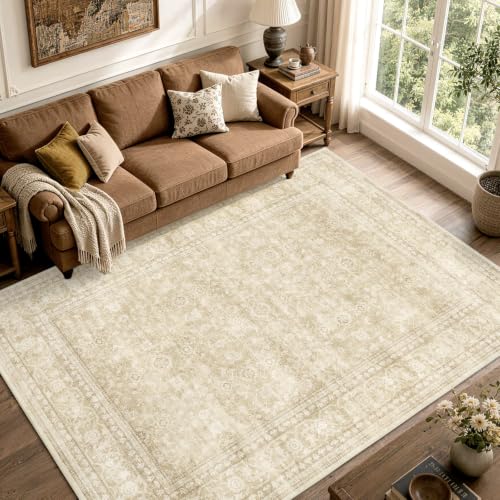 LòutiRoot Home 6' x 9' Beige Vintage Area Rug for Living Room & Bedroom