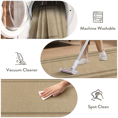 LIVEBOX Scalloped Easy Jute 4x6 Outdoor Rug, Washable Non Slip