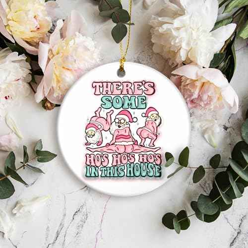 Santa's Ho Ho's Holiday Humor Ornament - Merry & Funny Pink Santa for Christmas
