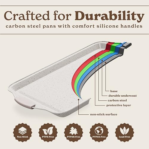 Cream Nonstick Stackable Bakeware Set - 10 Pcs Space-Saving Kitchen Baking