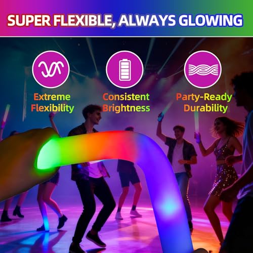 69pcs Foam Glow Sticks Bulk with Flashing Modes for Weddings Party & Outdoor Events - Variation of THIS listing