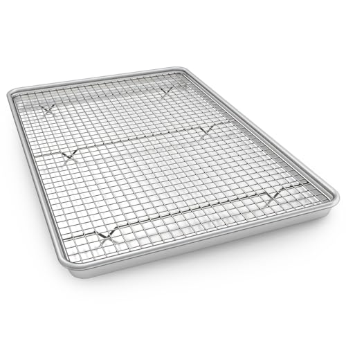 EWFEN 24 Inch Heavy Aluminum Baking Sheet Pan with Rack Set - Nonstick Cookie & Roast Tray