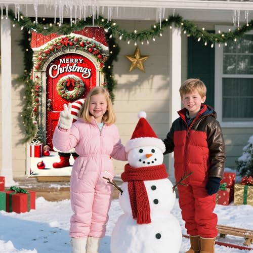 Nuxovilar Cheerful Xmas Door Cover Banner 35x71 Inches Holiday Decor BB00003