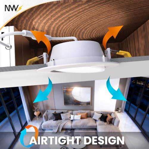 NUWATT Airtight 4 Inch Gimbal LED Recessed Lights, 2700K-5000K, ETL,
