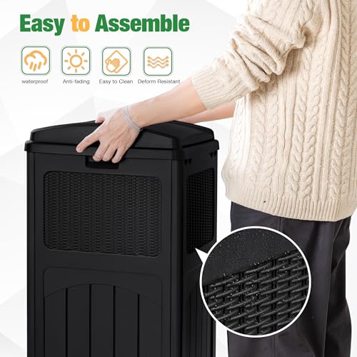 Flamaker 30 Gallon Trash Can, Resin Outdoor Garbage Can with Lid