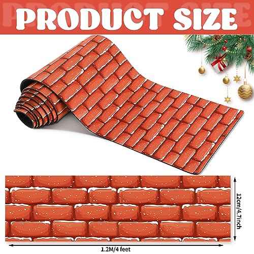 Christmas Village Accessories Village Roads and Streets Snow Mat Christmas Cobblestone Road Snow Brick Mat for Christmas Village Landscape, 4.7 x 47.2 Inch (Red Brick,1 Piece)