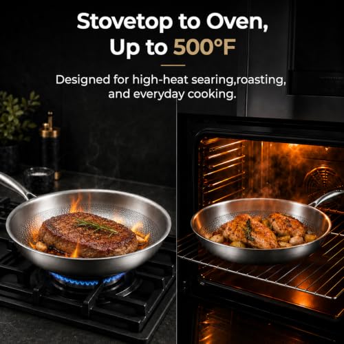 Voivey 12-Inch Titanium Frying Pan Set with Lid & Spatula, Non-Stick, Oven & Dishwasher Safe