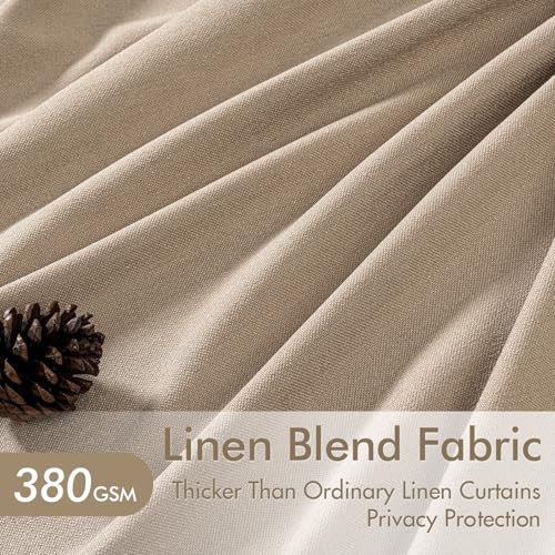 MIULEE Taupe Pinch Pleated Linen Blend Curtains 40x96 Inches Set of 4