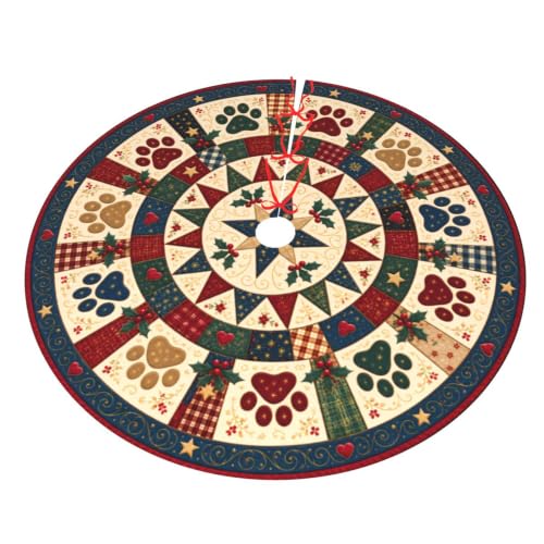 Medium Paw Christmas Tree Skirt 36 Inch Xmas Decor Not Quilted – Betyiwling