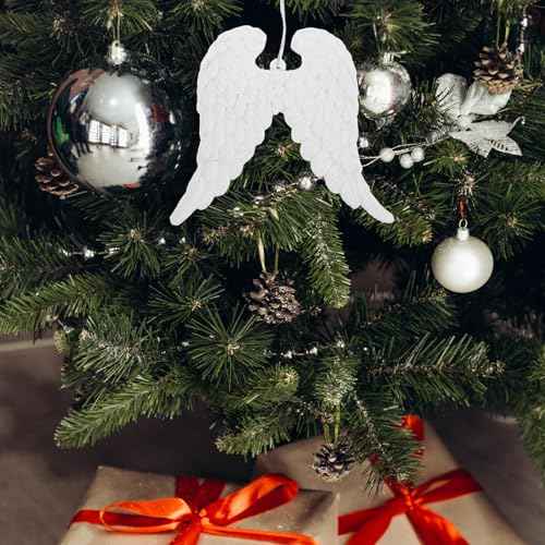 3pcs Christmas Ornaments Angel Wings White Angel Wings Ornament Xmas Party Plastic for Home Decor